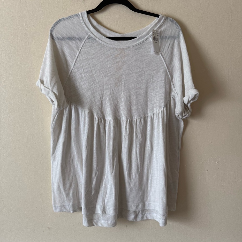 American Eagle white  Baby Doll Rolled Short Sleeve Top Size S New oversized